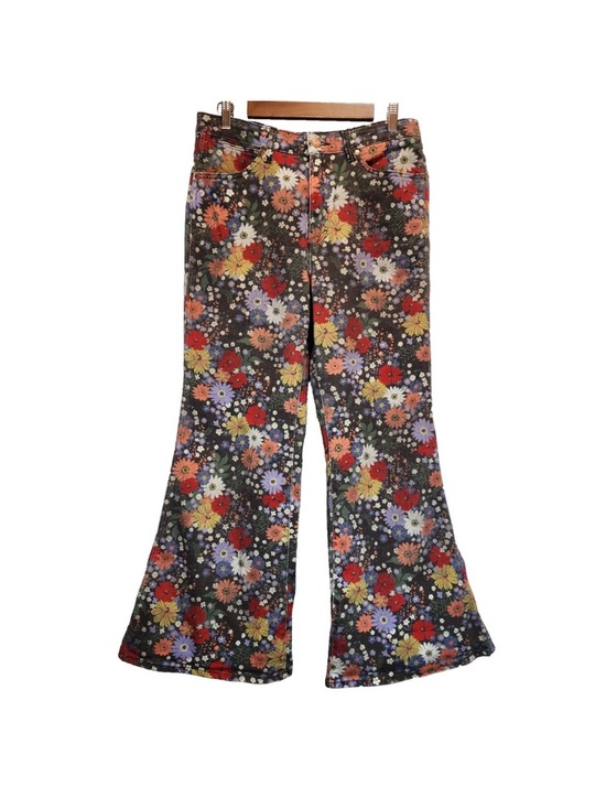 Wrangler Denim - Wrangler Wanderer 622 Women High Raise Wide Flare Jeans Size 30x30 Floral Retro